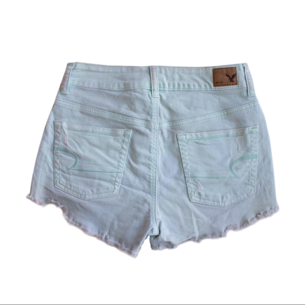 AEO Mint Distressed Jean Shorts - Picture 2 of 2